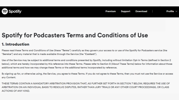 Spotify for Podcasters atualiza termos e condições